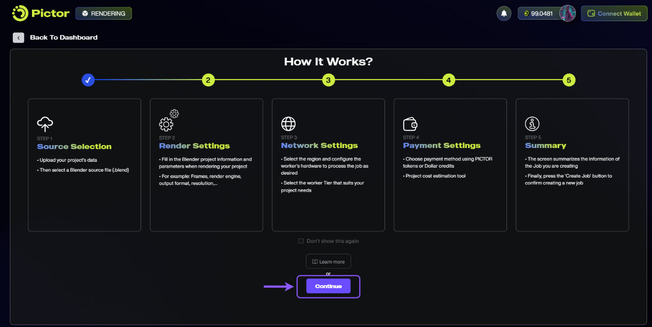 How to Render on Pictor Network_Create rendering job (3)