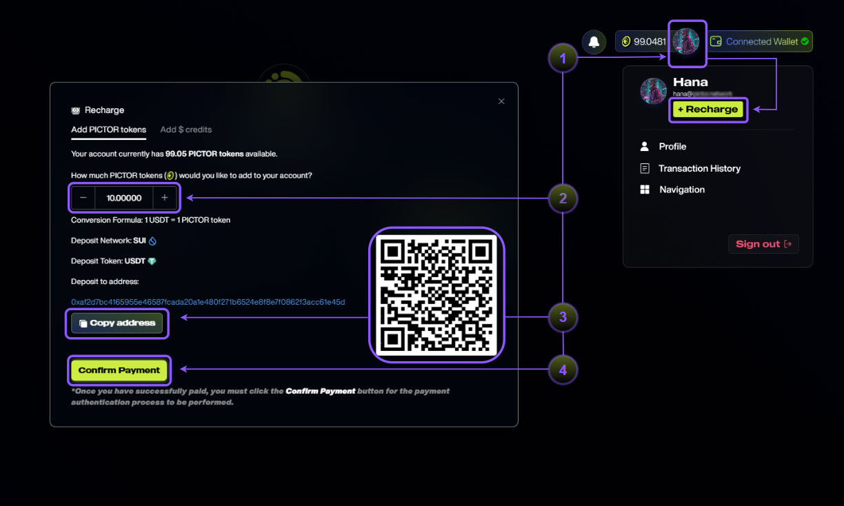How to Upscale Images with AI on Pictor Network_Add funds in crypto